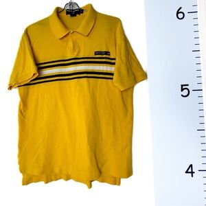 Polo Sport Yellow with Black/White Stripes Polo Shirt Men's Medium